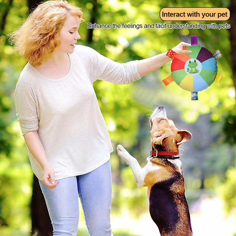Interactive Flying Disc Dog Toy for Aggressive Chewers Training Decompress Bite Resistant Plush Handle Dog Toys with Bells Pet Supplies #463809 3