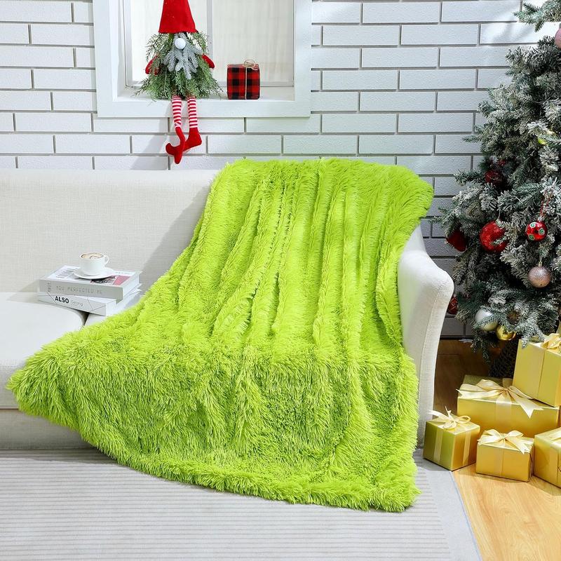 TikTok Shop Christmas Blanket Lime Green Fuzzy Blanket Green Plush Monster Sherpa Throw Blanket 48 x 60 Inches Cozy Fluffy Blanket for Sofa Bedroom Car Gift for Christmas Winter Holiday