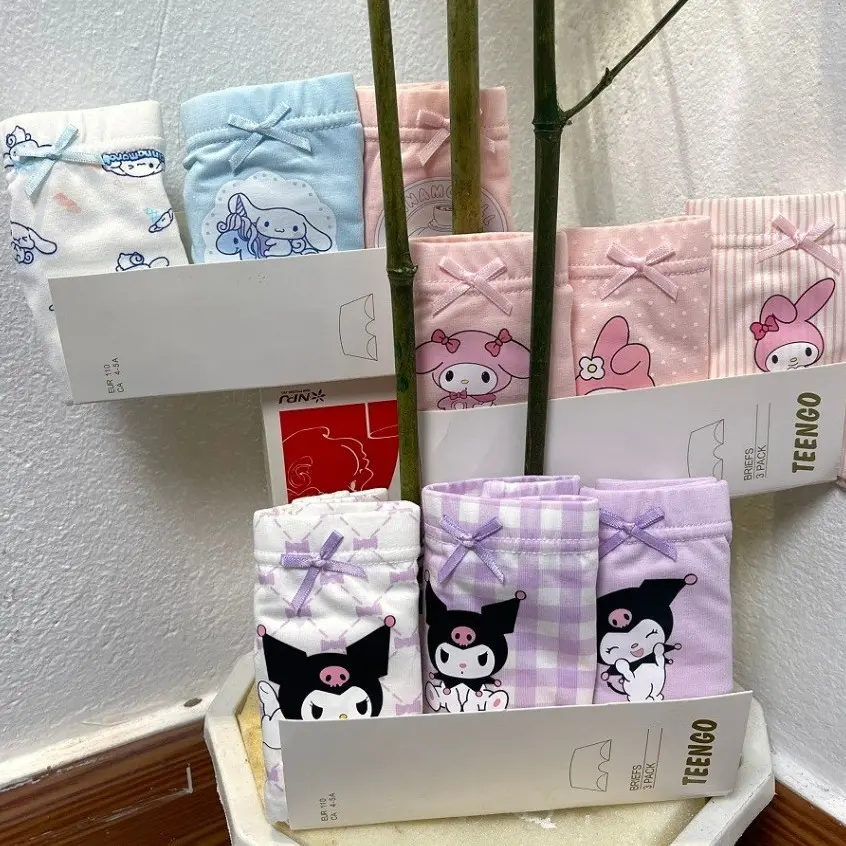 Quần chip bé gái set 3 chiếc hãng TEENGO, Quần lót cho bé 3-15 tuổi xuất Nhật vải siêu co giãn