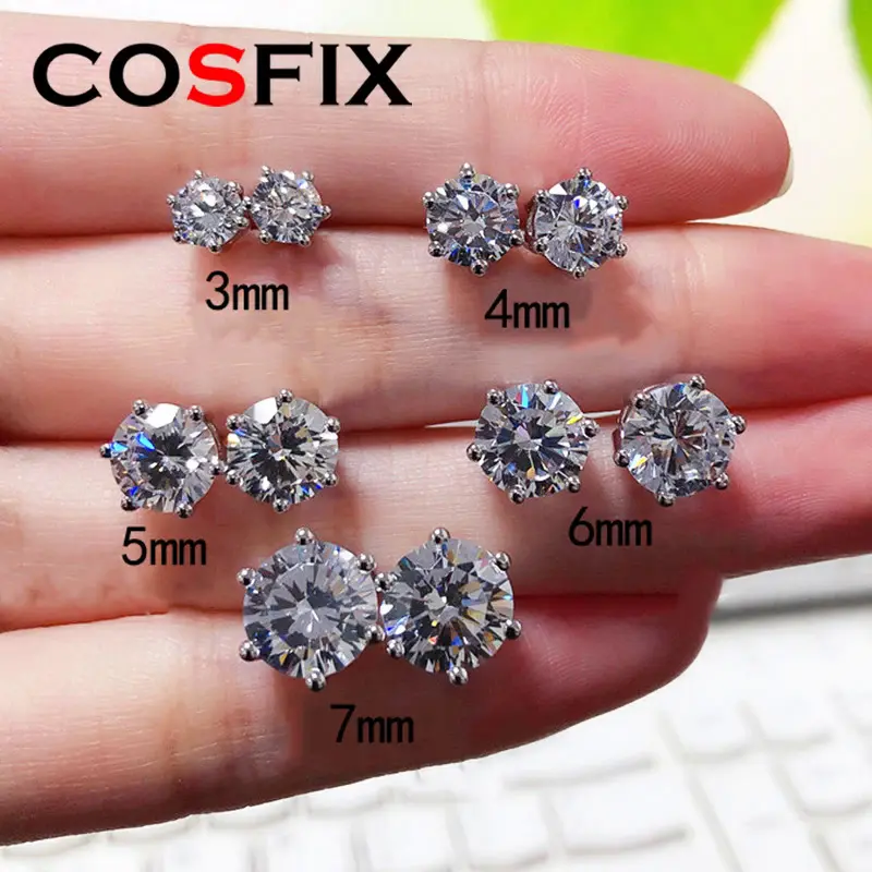 GRA Moissanite Stud Earrings 925 Sterling Silver Lab Diamond Mossanite Earring for Women Men Lover Moissanite Ear Stud 1ct 2ct