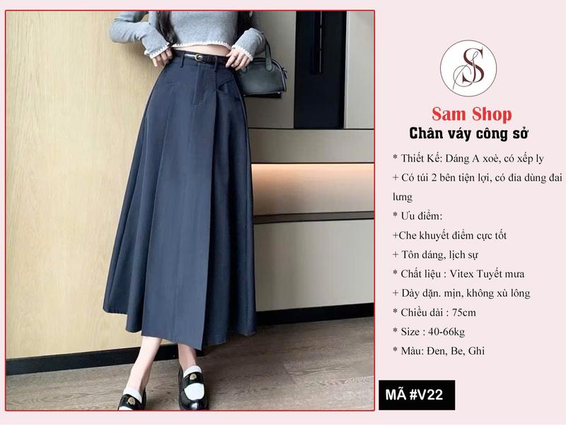V22 : Chân váy xòe dáng dài phong cách Hàn Quốc 2