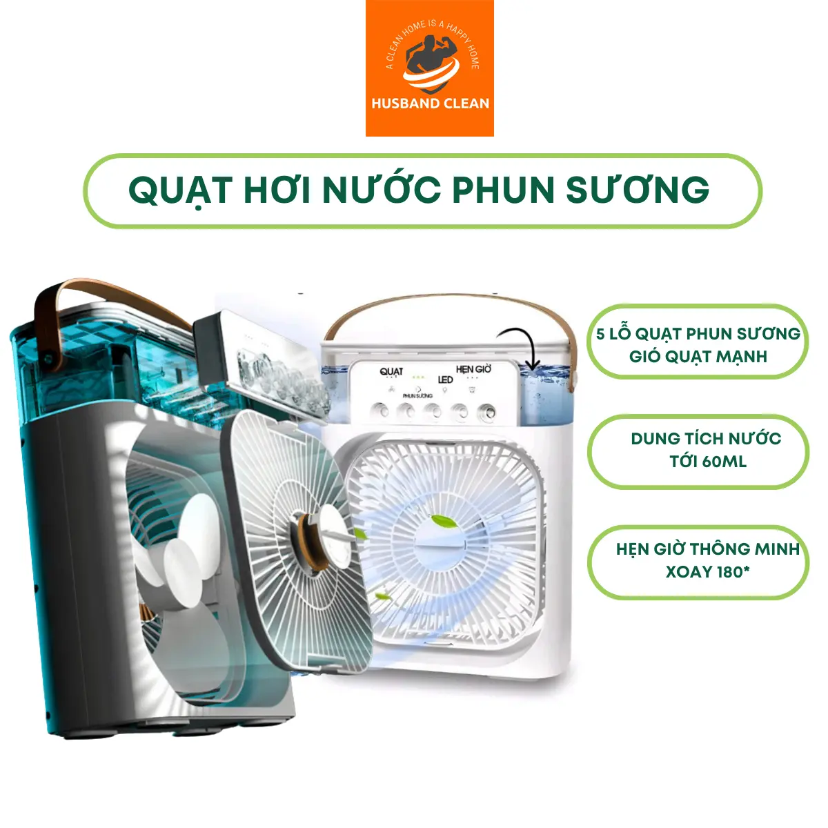 Quạt hơi nước phun sương điều hòa không khí, quạt mini để bàn làm mát 3 chế độ gió mạnh Phụ Kiện Usb Mobile