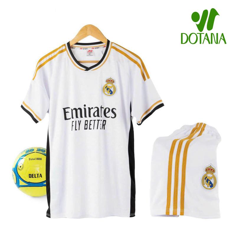 Bộ áo bóng đá, Đồ đá banh, Áo đấu clb Real Madrid 2023-24 màu trắng sân nhà hàng đẹp - Vải thun lạnh co giãn, thoáng mát