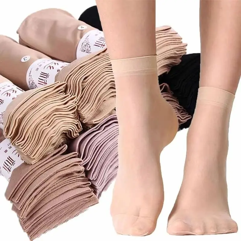 Tất Lụa Nữ, Hàng Mới Về, 5 / 1 Đôi, Màu Da Đen Và Trong Suốt, Mỏng Và Thoải Mái, Được Làm Bằng Nylon, Thích Hợp Cho Mùa Hè, Tất Ngắn Đến Mắt Cá Chân, Thời Trang, Dành Cho Nữ 1