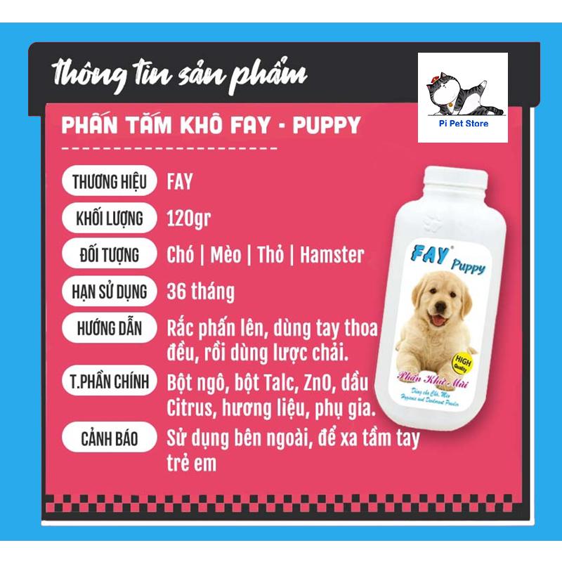Bột tắm khô cho chó mèo Fay - Phấn tắm khô cho chó mèo Fay 3