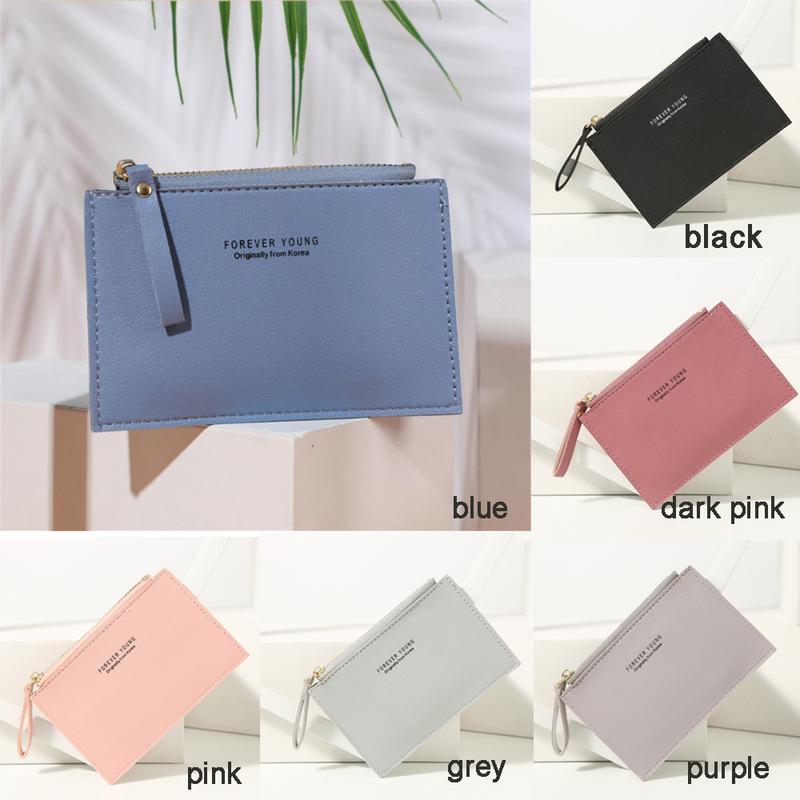 Men's Name Card Holder Girls Ladies Mini Business Wallet Pure Color Credit Card Holder Short Purse 4