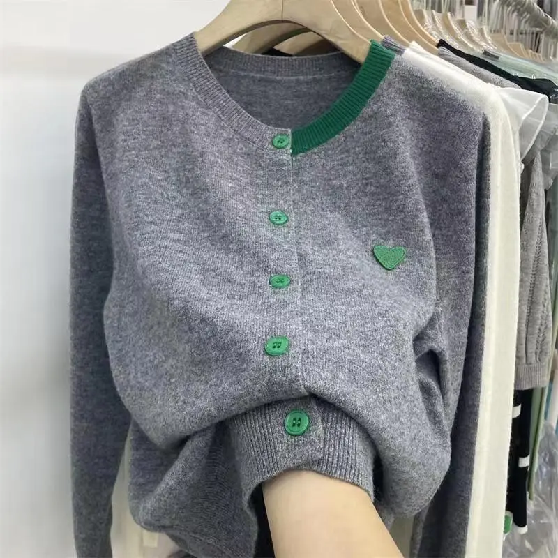 Áo Cardigan Dệt Kim, Dài Tay, Thời Trang Mới Phong Cách Hàn Quốc, Thích Hợp Cho Mùa Xuân Và Mùa Thu, Có Miếng Dán Tay Áo Dài, Áo Mặc Bên Trong Len Dáng Rộng, Áo Khoác