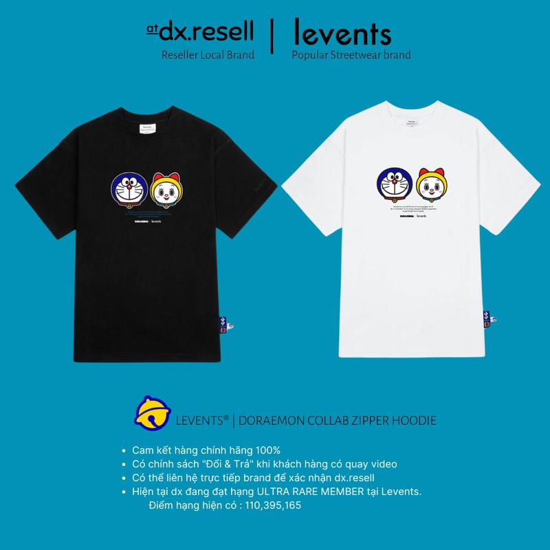 ÁO THUN LEVENTS | DORAEMON COLLAB CAT TEE (Black, White) Menswear Nam Cổ Tròn