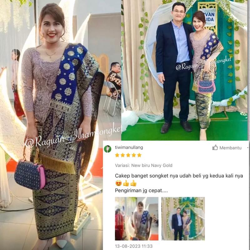 Songket Murah Biru Cantik Manis /Songket Atbm/ songket Tenun Mesin palembang Murah /ilham songket palembang 2