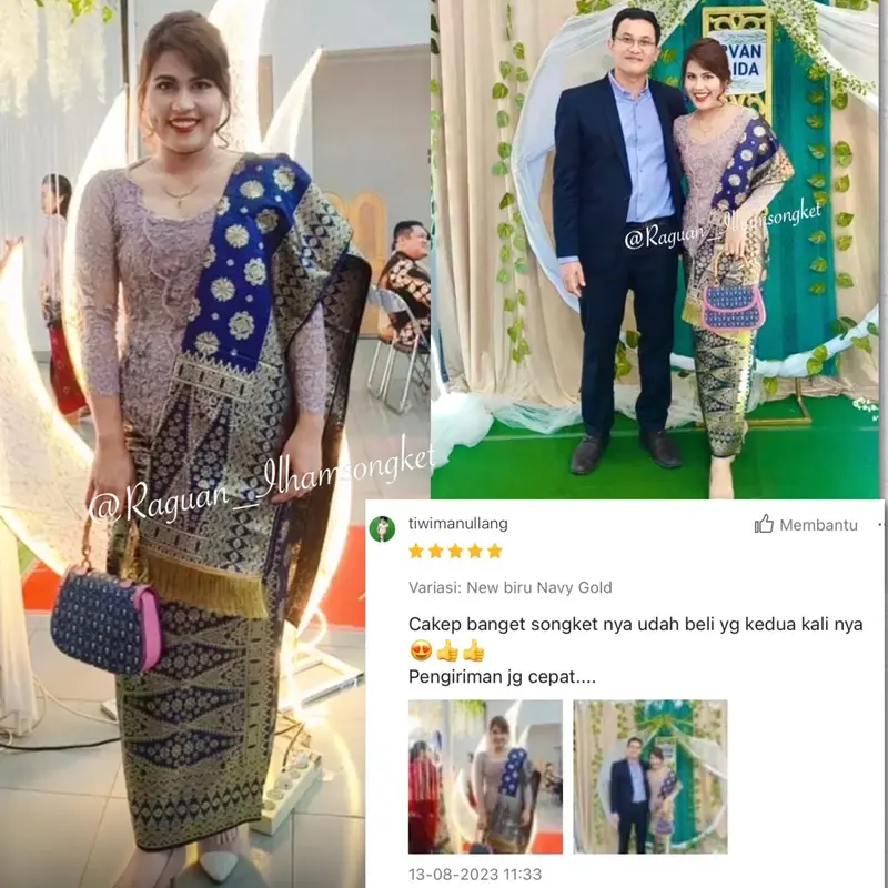 Songket Murah Biru Cantik Manis /Songket Atbm/ songket Tenun Mesin palembang Murah /ilham songket palembang 2