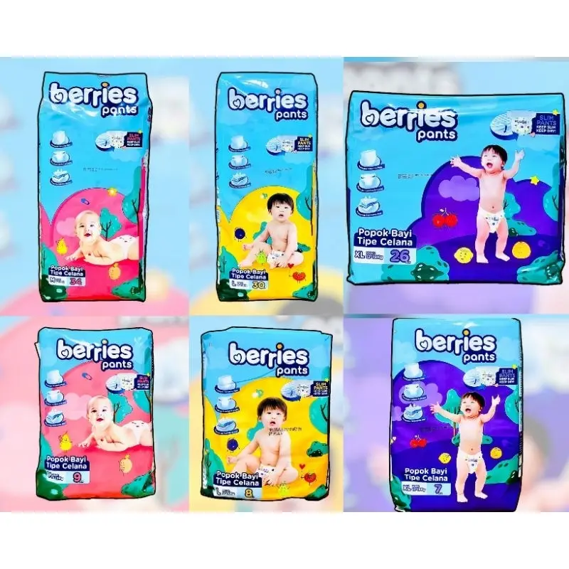 Berries Baby Pants (Popok Bayi Tipe Celana) Size M/L/XL 1 BALL