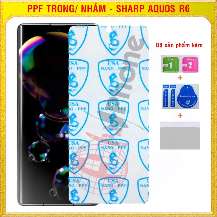 Dán dẻo PPF loại trong hoặc nhám Mặt trước, sau cho Sharp Aquos R6