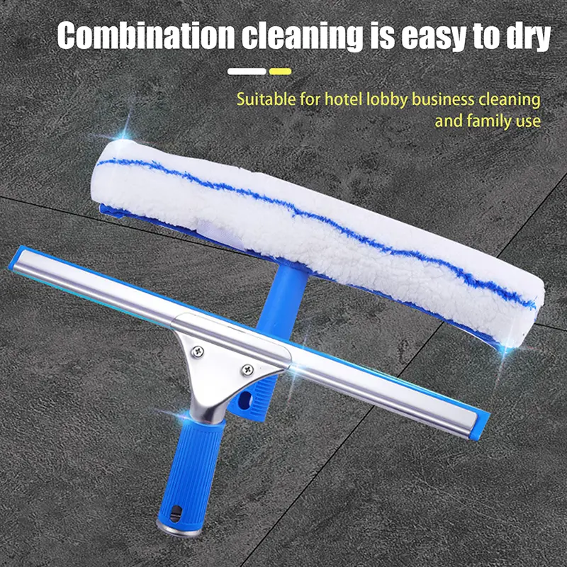 Combo Lau Cửa Sổ, 1 Cái / 1 Bộ, Chổi Cao Su & Máy Rửa Cửa Sổ Microfiber, Chổi Cao Su Vòi Hoa Sen, Dụng Cụ Lau Gạt Nước Kính Cửa Sổ, 35CM