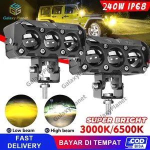 Spotlight Lampu Tembak Sorot Laser LED Foglamp SQL 3 Mata Waterproof Univesal Putih Kuning 12-24V Lampu Tembak  Mobil Dan Motor