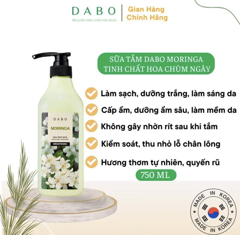 Sữa Tắm Trắng Sạch Da Dabo Moringa Body Wash Hương Hoa Chùm Ngây Hàn quốc 750ml