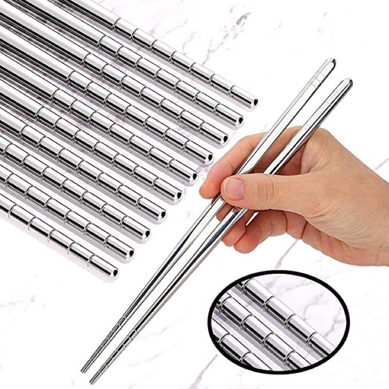 Đũa inox 304 VỈ 5 ĐÔI  chống ẩm mốc chống trơn trợt