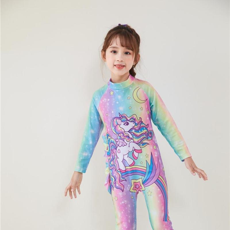 Product Introduction of Oscarbaby Cute Long-sleeved Children's Swimwear Girl Beach Sunscreen Swimsuit Surf Wear Conservative Swimsuit for Baby 14