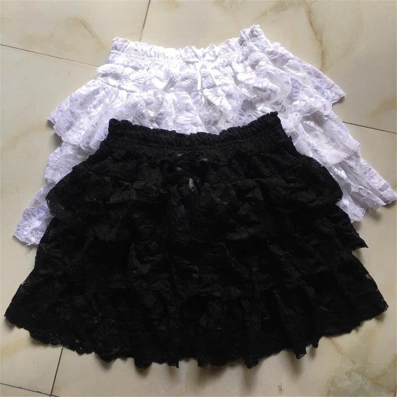 Chân Váy Ren Dáng Xòe Lưng Cao Xếp Tầng Thời Trang Mới Cho Nữ kèm ảnh thật Women Kem 1