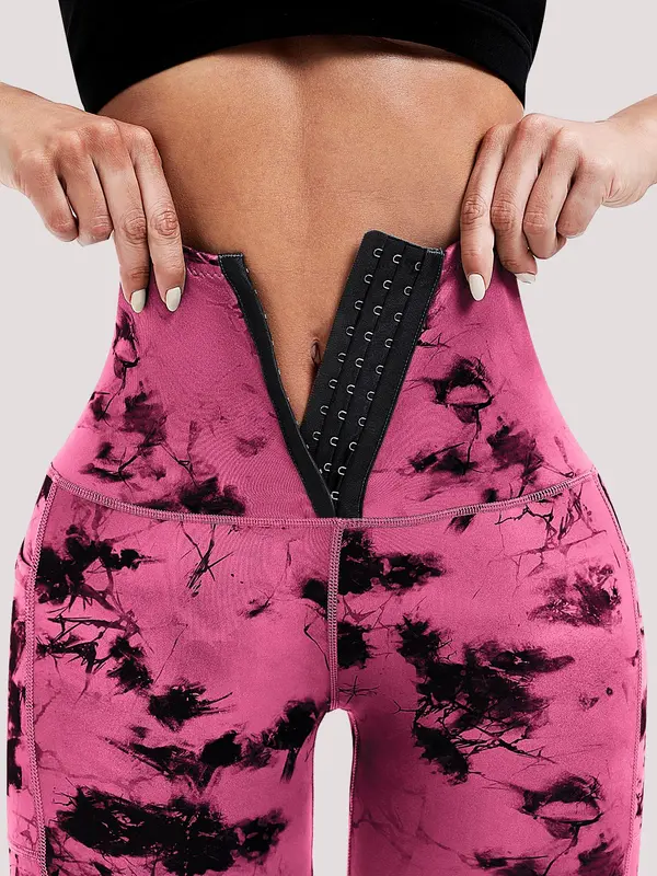 Women's Tie Dye Print High Waist Sports Leggings, Casual Comfy Breathable Seamless Skinny Pants for Yoga Gym Workout Running, Ladies Sportswear for All Seasons 0