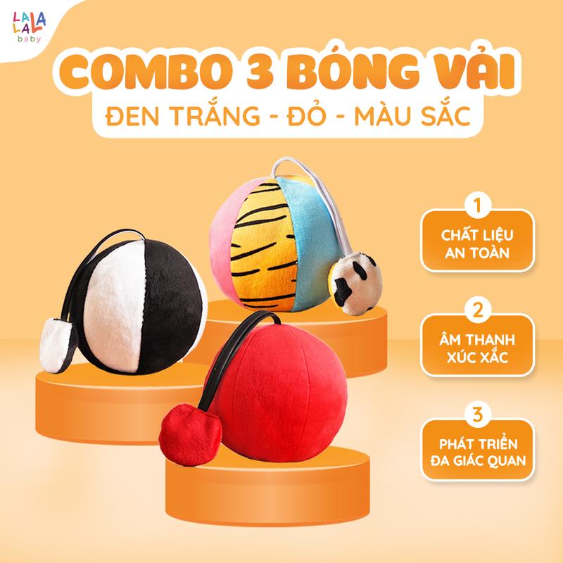 Combo 3 Bóng vải cho bé Xúc Xắc vui nhộn Lalala baby đồ chơi hình khối kích thích thị giác cho trẻ sơ sinh