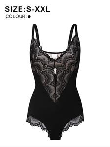 Women's Contrast Lace Shapewear Bodysuit, Adjustable Strap Cami Bodysuit, Tummy Control Shaper for Daily Wear