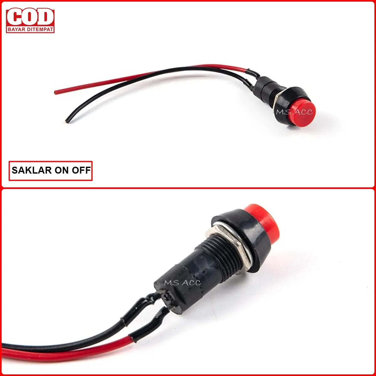 Saklar Switch Tombol ON OFF Bulat 12mm Motor Mobil Bahan Plastik ABS Tahan Segala Cuaca MS