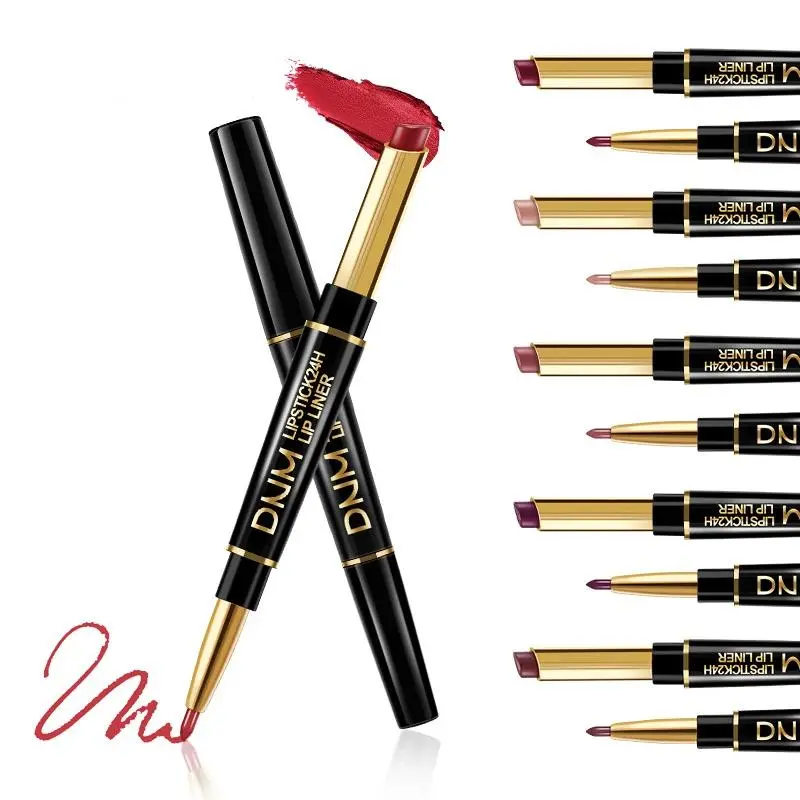 Double Ended Matte Lipstick Women Lip Liner 2 In 1 Makeup Matte ...