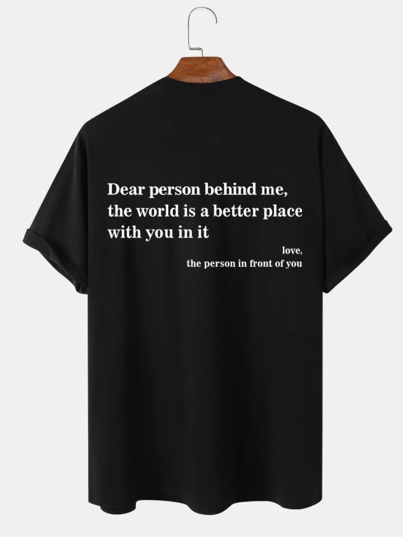Unisex's Regular Fit Letter Print Drop Shoulder Tee, Dear Person Behind Me Printed T-shirt, Slogan Graphic Round Neck T-shirt for Daily Wear, Casual Soft Comfy Top for Summer, Slogan Tees
