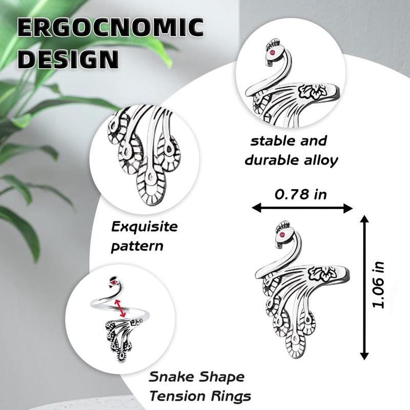 Segiyi Crochet Open Ring Adjustable Crochet Ring Adjustable Peacock Cat Fish Snake Swan Crochet Ring Set 10pcs Knitting Tension Open Rings for Crocheting Crafts Tool Accessories 8