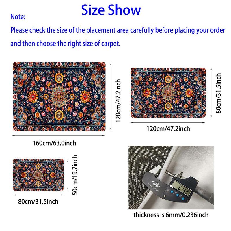 Vintage Floral Pattern Floor Mat, 1 Count Non-slip Soft Floor Carpet, Decorative Area Rug for Home Living Room Bedroom Kitchen, Christmas Gifts, Christmas Decorations 1