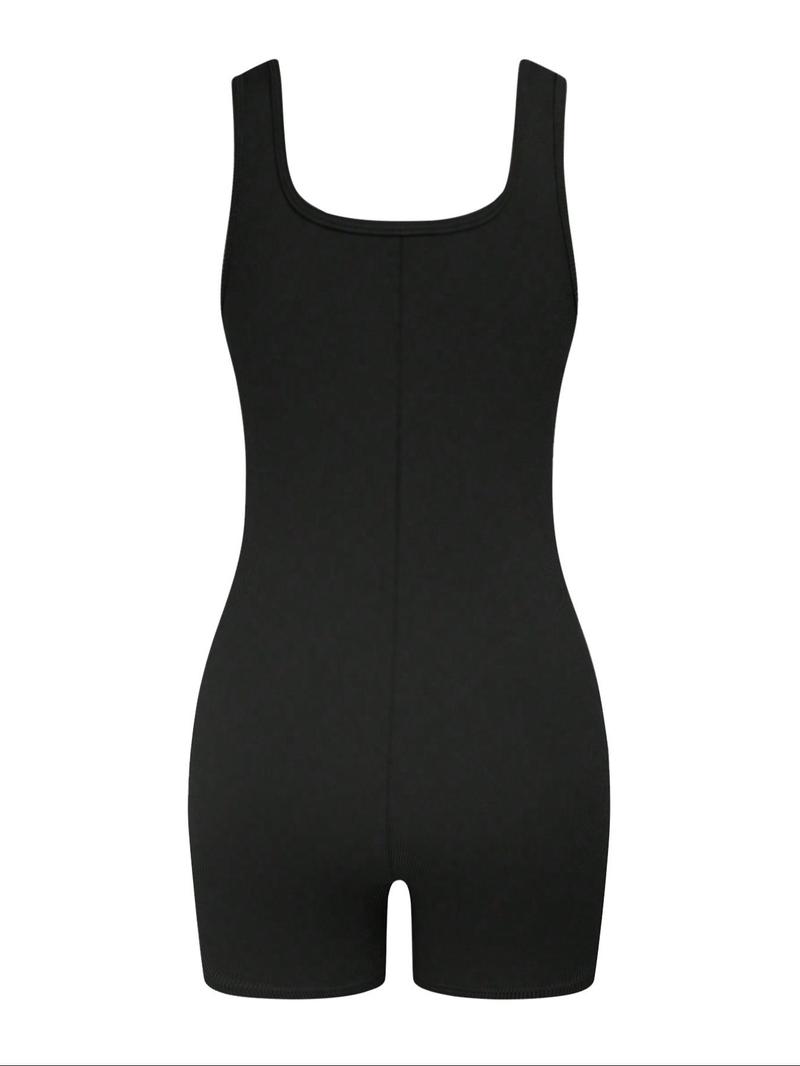 Product Introduction of Women's Solid Color Romper, Street Fashion Casual Sleeveless Bodycon Romper for Daily Outdoor Wear, Ladies Clothes for Summer 3