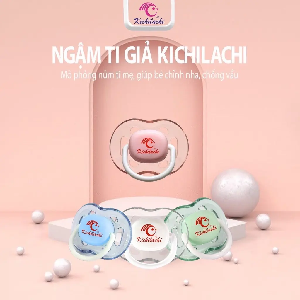 Ti giả Kichi silicon mềm mô phỏng ti mẹ dành cho Bé từ 0-6 tháng tuổi