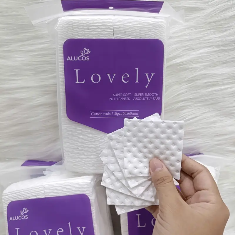Bông Tẩy Trang Luxury 210 Miếng, 3 Lớp Mềm Mịn, Có Dập Viền, Bông Dai Hạn Chế Xơ Bông 1