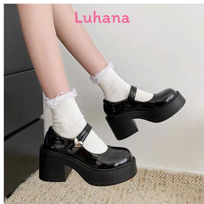Luhana giày lolita nữ đế cao thời trang phong cách hiện đại mary jane giày cao gót đế đốc đẹp xinh 6