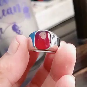 cincin pria  natural red carnelian kotak