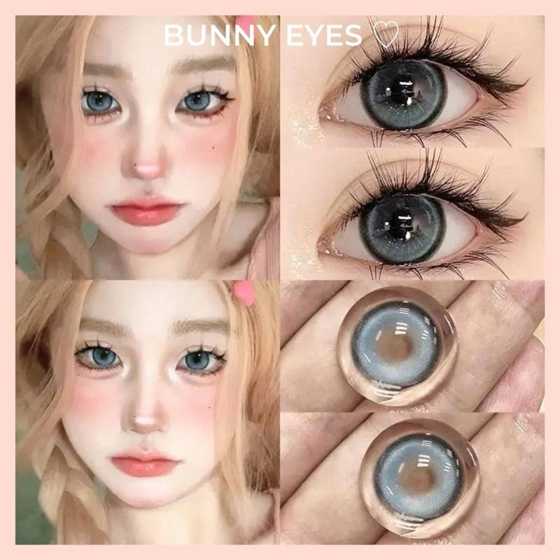 Kính Áp Tròng Lens Xanh Swan Lake Blue Size 14.5mm Độ Cận Từ 0.00 Đến 6.00 Độ (Tặng Kèm Khay Dụng Cụ Đeo )- Bunny Eyes blue lens giãn
