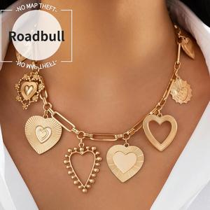 ROADBULLパーティースタイル ハートデザイン ペンダントネックレス,パーティーや毎日のファッションジュエリー,誕生日プレゼントにぴったりのトレンディでエレガントなアクセサリー