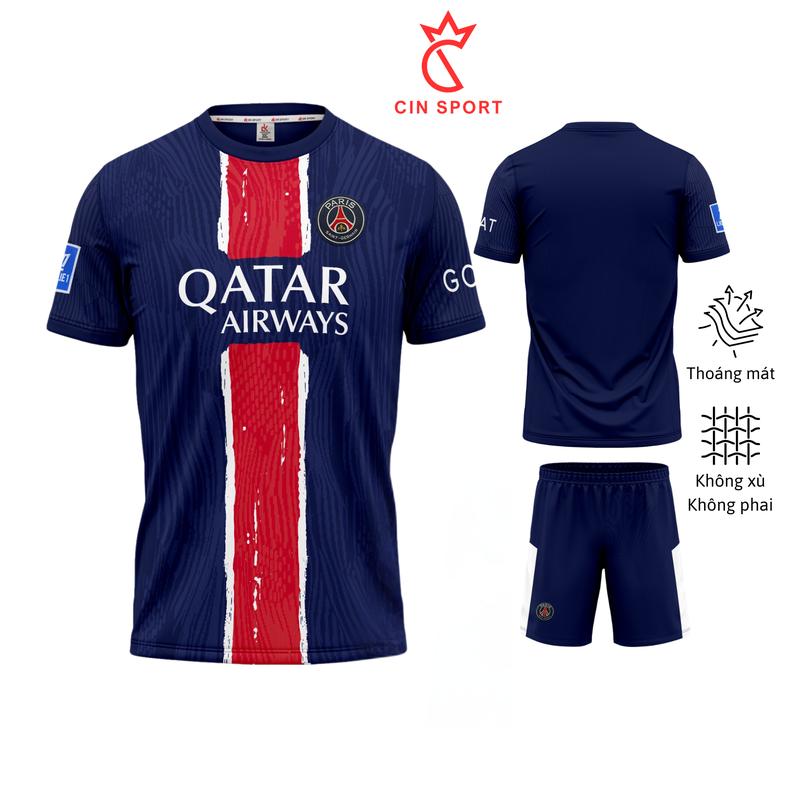 Top QUẦN ÁO BÓNG ĐÁ, ĐỒ ĐÁ BANH PSG XANH THAN VẢI THUN LẠNH CAO CẤP NAM NỮ. CIN SPORT