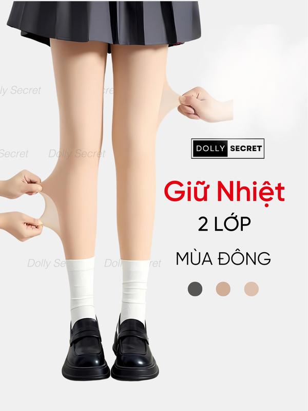 Quần tất giữ nhiệt 2 lớp nỉ mỏng 3D (Có Bigsize) Chân Thật DOLLY SECRET giữ ấm mùa đông (10 độ) t40 quantat