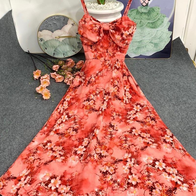 Đầm Dây Phối Nơ Trước Ngực - Có Mút - Có Túi - Freesize - Vải Mango