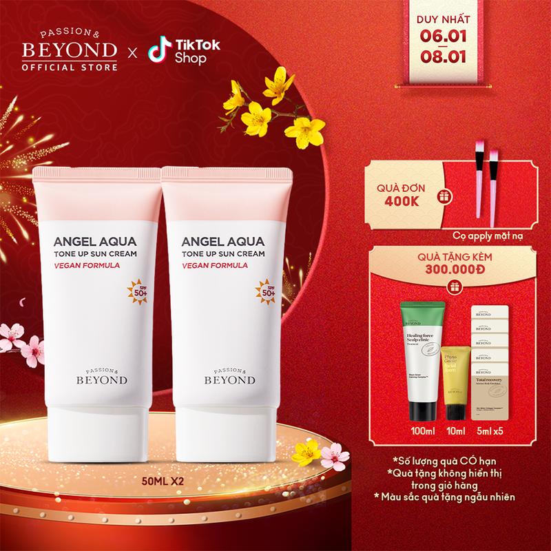 Kem chống nắng cấp ẩm nâng tone Beyond Angel Aqua Tone-up Suncream 50mlx2 Skincare Sunscreen