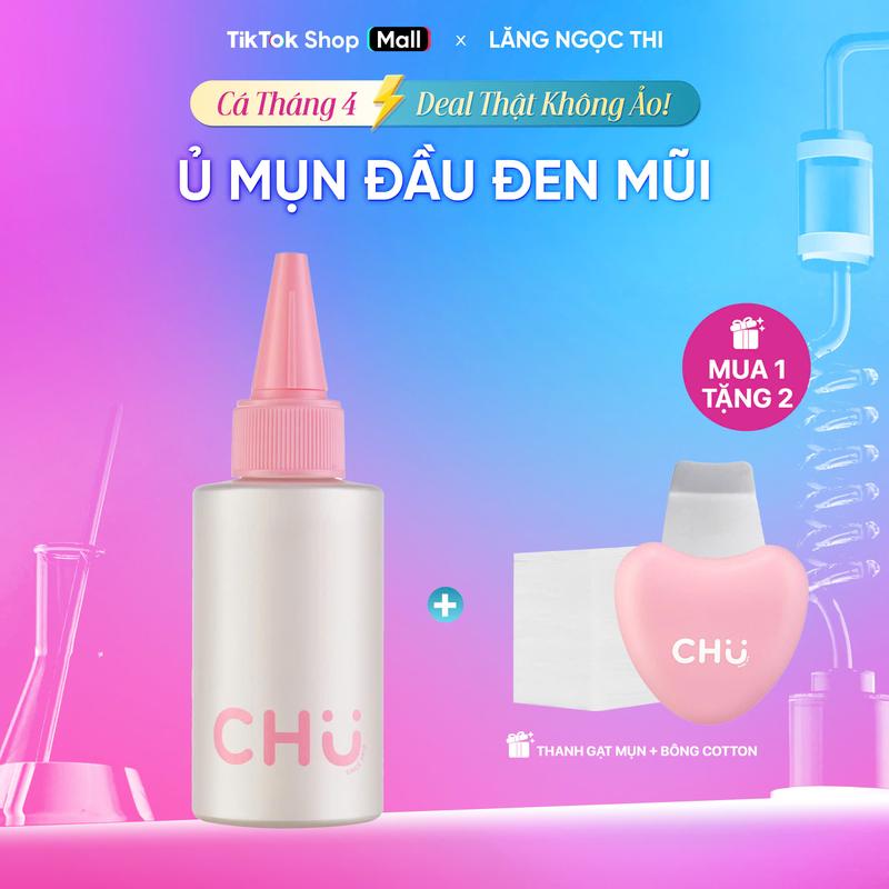 Mua 1 Tặng 2, Tinh Chất Ủ Mụn Đầu Đen CHU, Sạch Bả Nhờn, Cải Thiện Mụn Đầu Đen Mũi, Dung Tích 50ml