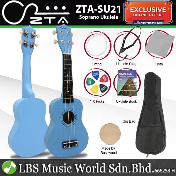 ZTA 21 Inch Soprano Ukulele Hawaii Guitar Beginner Starter Package ...