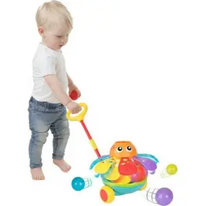Playgro Pushalong Ball Popping Octopus Bayi Roda Bola