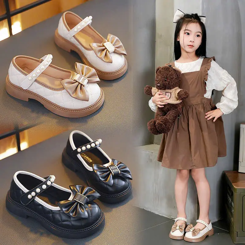 MÃ G02 Giày Búp Bê Da Gắn Nơ Đính Đá Phong Cách Công Chúa Thời Trang Cho Bé Gái Từ 2 đến 10 tuổi (chọn theo phần mô tả  sản phẩm)