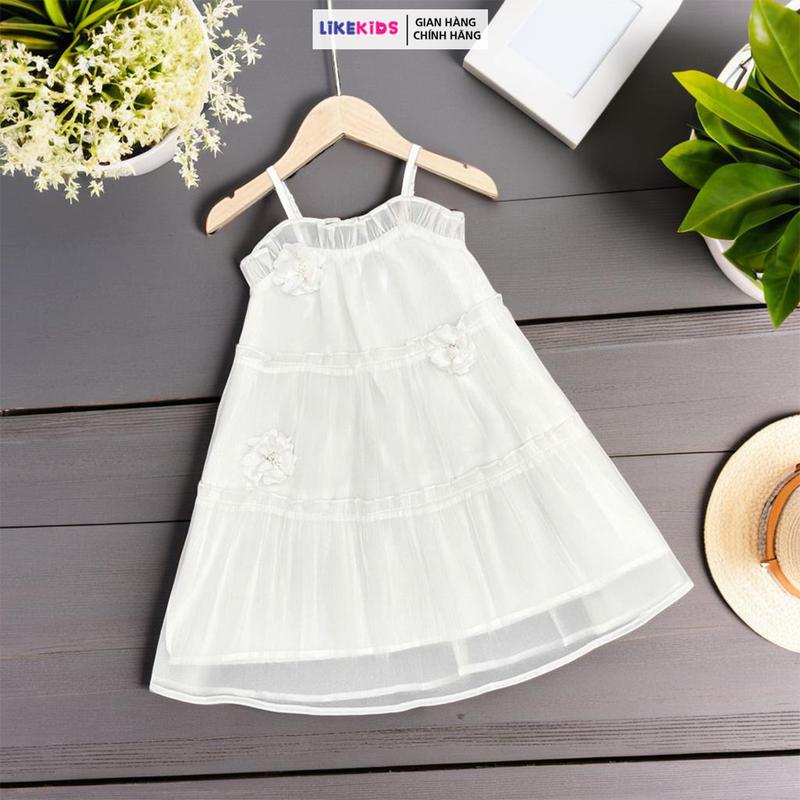 Product Introduction of Đầm váy 2 dây tơ giấy cho bé gái họa tiết BÈO HOA LikeKids MH1 D29 7