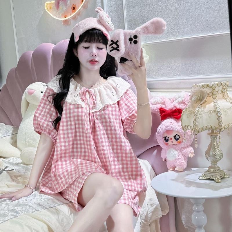 Bộ Kẻ Hồng Cổ Chun Cute Thô Mềm Qccc 2