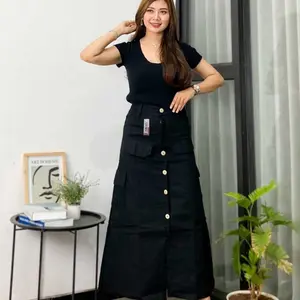 Rok Kargo / Cargo Skirt Korean Style Combed Twill Model Kancing