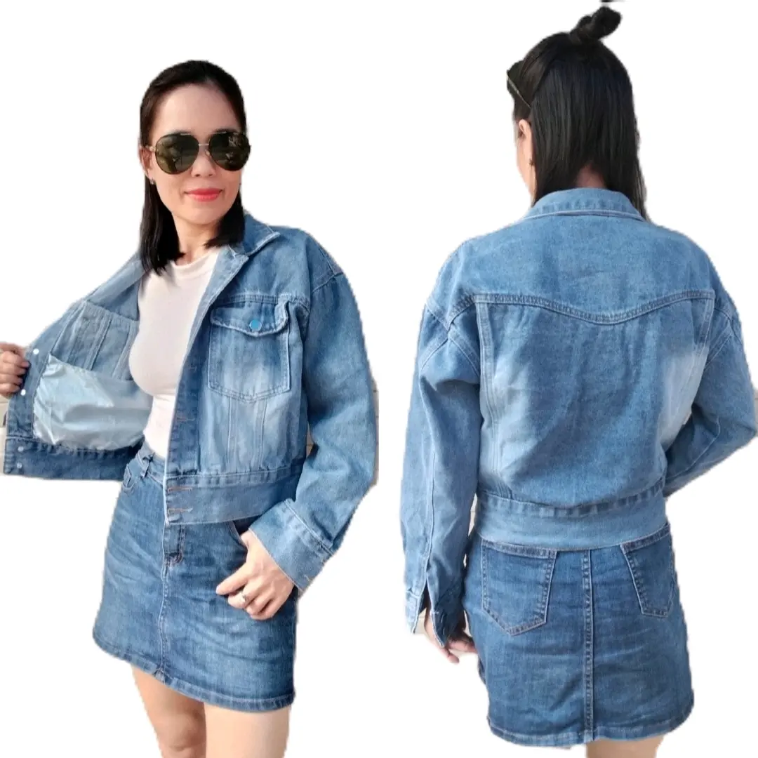 [40 75 kg]Áo khoác jean nữ basic đẹp xuất sắc from vừa 40 75kg. Women Jacket Top Có Túi