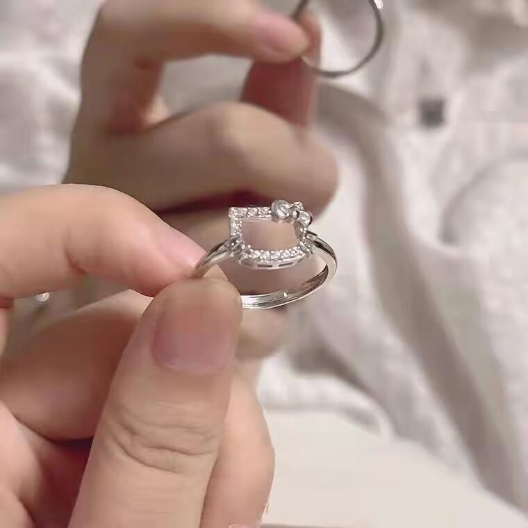 Vòng Cổ Kim Cương Bạc Thời Trang Nữ Hàn Quốc, Thích Hợp Làm Quà Tặng Sinh Nhật Học Sinh Tốt, Nhẫn Hoạt Hình Nữ Tính, Cho Bạn Thân Hoặc Bạn Gái 2
